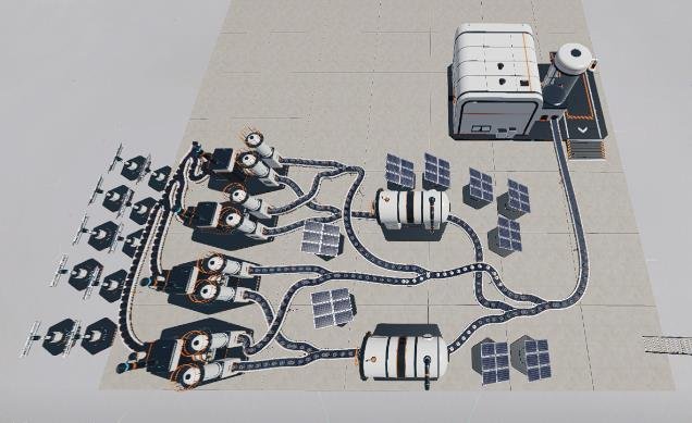 Moon Sweepers half size factory connected to a garage for dust supply.